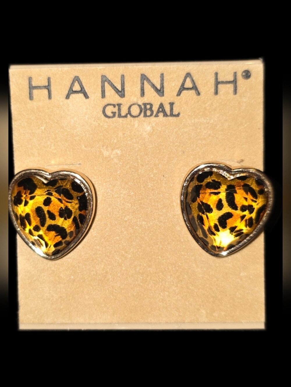 Leopard Heart Stud Earrings